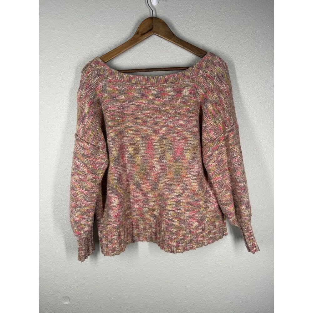 Anthropologie Pilcro Pink Rainbow Cropped Sweater Womens Sz S Oversized Boxy - Picture 4 of 9
